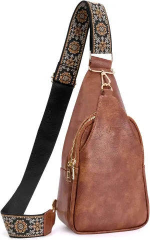 Sling Bag for Women, Fanny Pack Crossbody Bags with Multiple Pockets Vegan Leather Casual Sling Backpack for Women