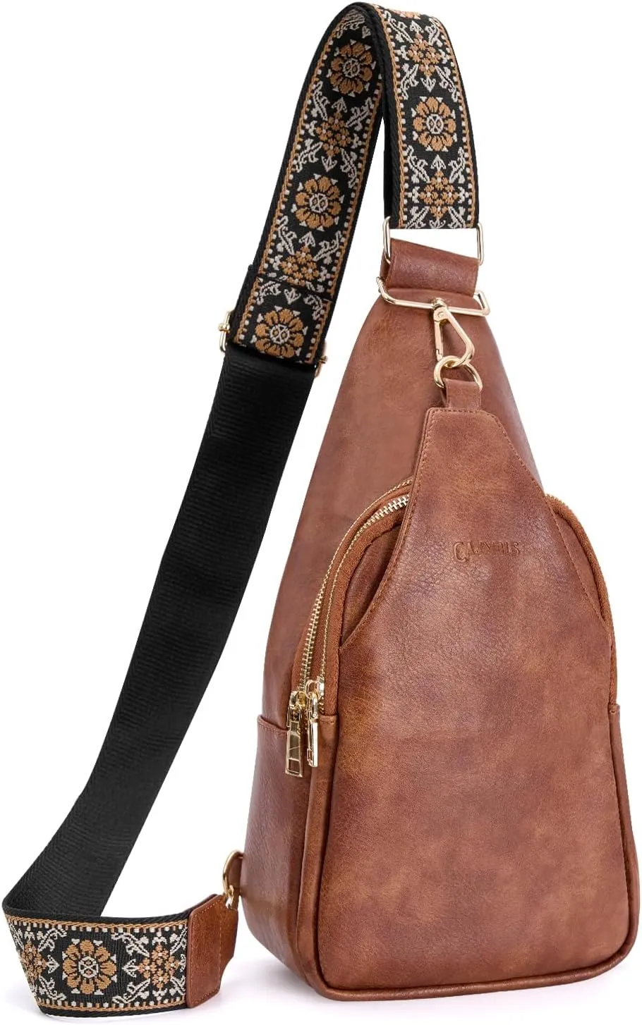 Sling Bag for Women, Fanny Pack Crossbody Bags with Multiple Pockets Vegan Leather Casual Sling Backpack for Women