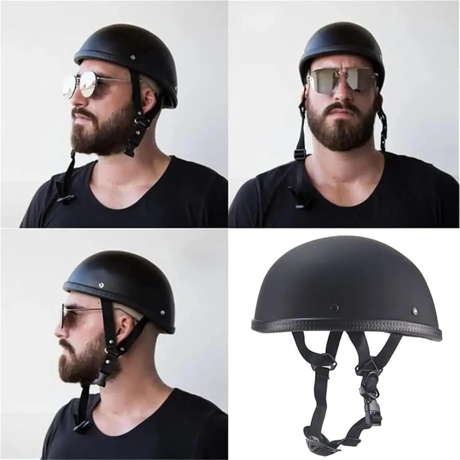 Small and Light Skull Cap Bike Helmet,Cool Skull Cap Helmets,Low Profile German Style Street Open Face Road Riding Beanie DOT Approved Electric Bicycle Helmet for Adult Men Women