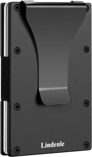 Small Wallet Minimalist Card Holder Aluminum Card Case Womens Slim Front Pocket Wallet Mens Money Clip(Black)