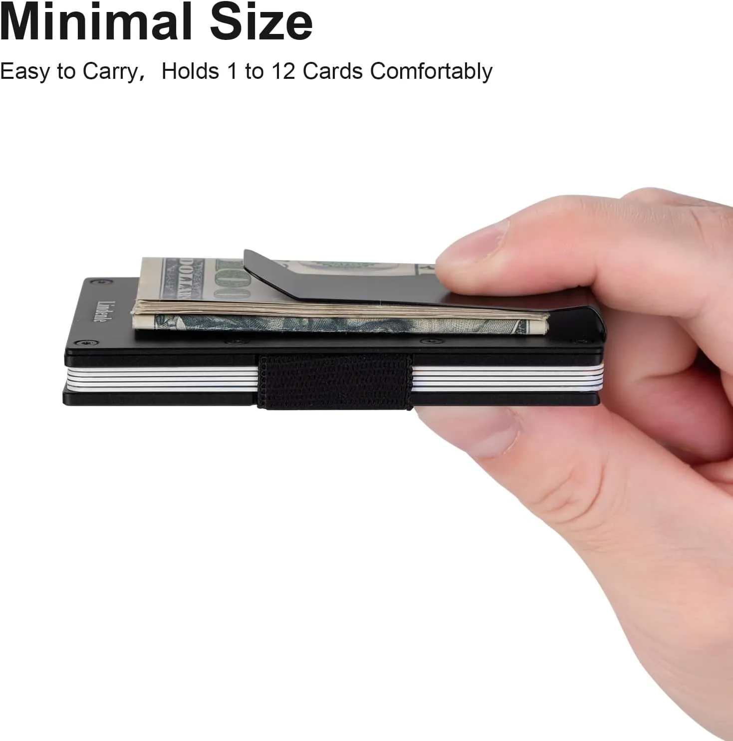Small Wallet Minimalist Card Holder Aluminum Card Case Womens Slim Front Pocket Wallet Mens Money Clip(Black)