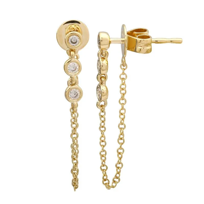 Trio Bezel Diamond Chain Earrings
