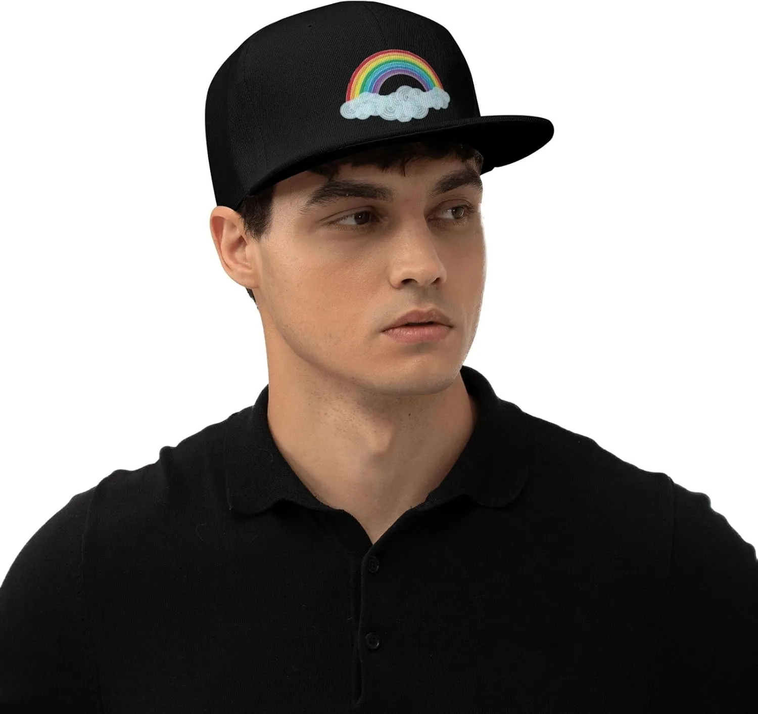 Watercolor Rainbow Trucker Hat for Men Snapback Hats Baseball Cap Flat Brim Hats