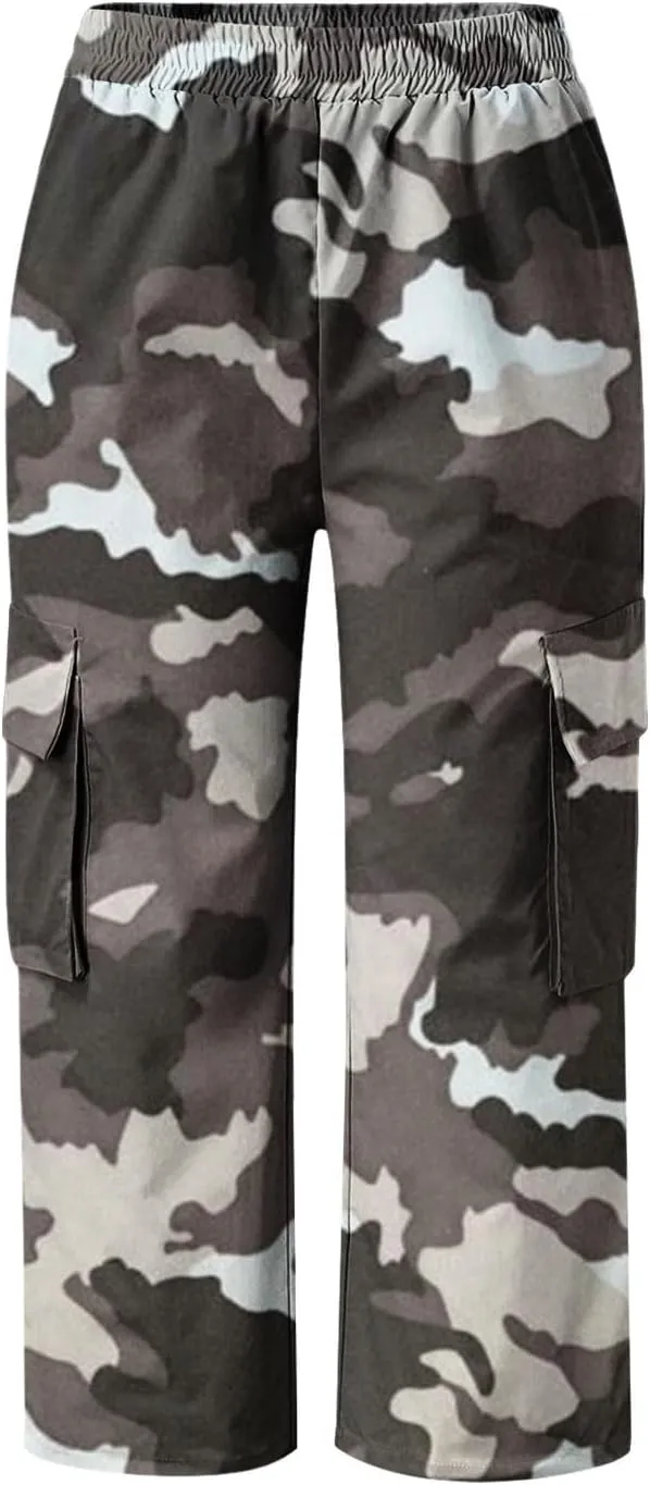 Women's Cargo Capris Hiking Pants Lightweight Outdoor Athletic Travel Casual Loose Fit Camouflage Pants with Pockets