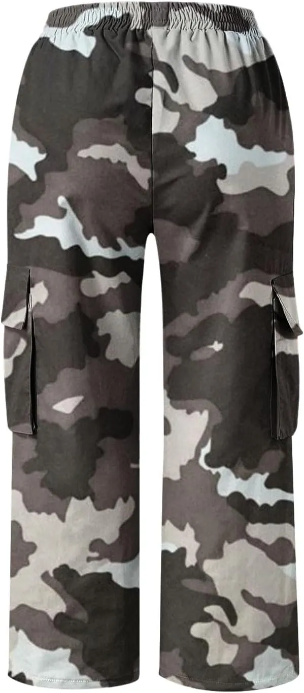 Women's Cargo Capris Hiking Pants Lightweight Outdoor Athletic Travel Casual Loose Fit Camouflage Pants with Pockets