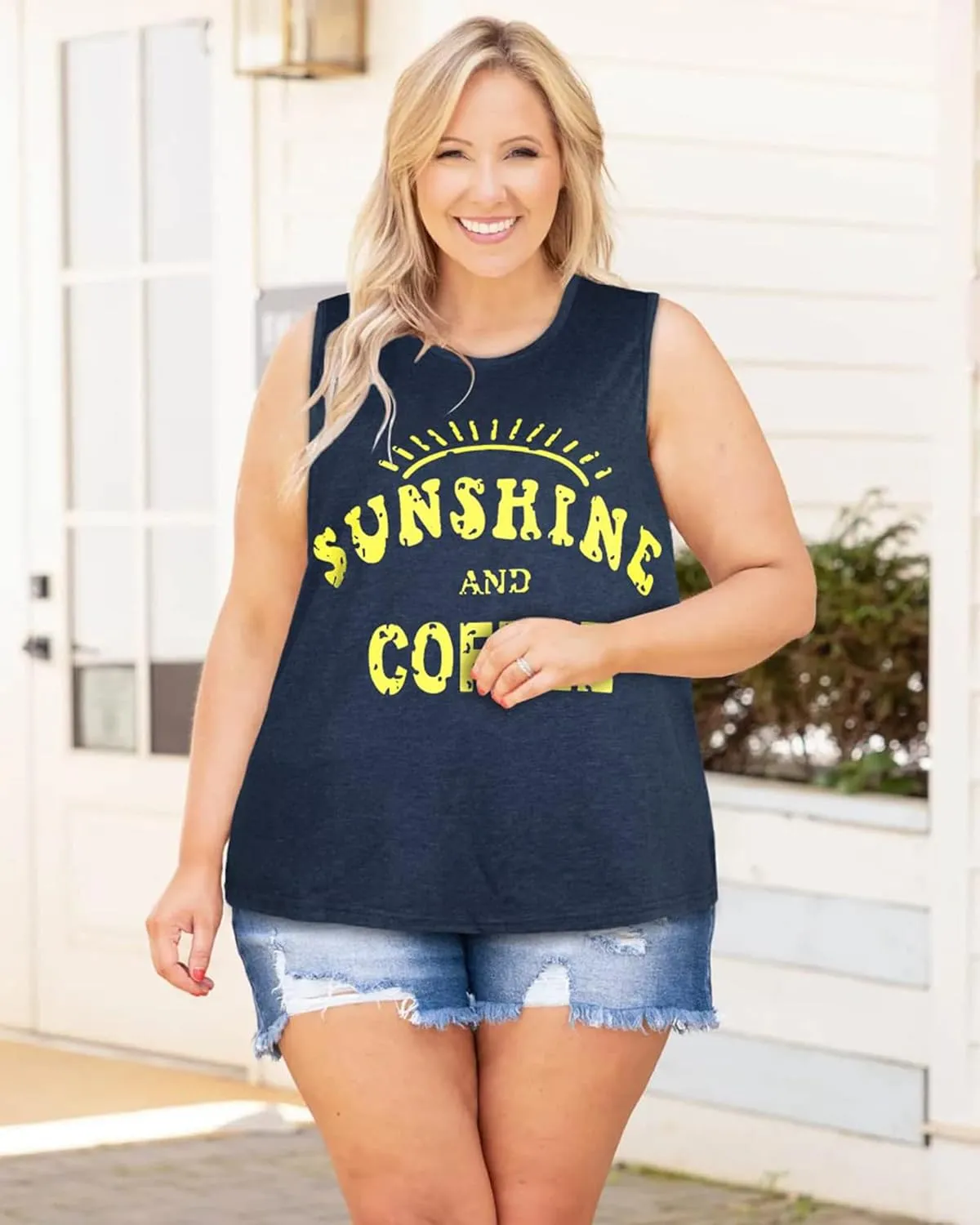Womens Tank Tops Summer T Shirts Sleeveless Casual Loose Tunic Blouses