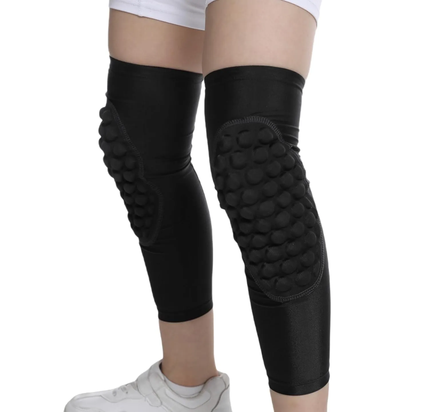 Youth Kids Long Knee Support Sleeves for Volleyball, Baseball, Football, Wrestling, Sports Running, 1 Pair Pink YM
